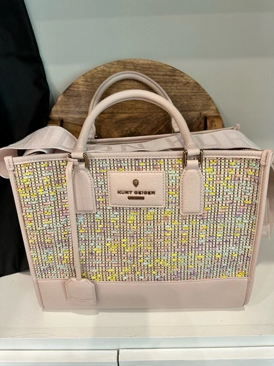 Kurt Geiger Pink Pastel Raffia Large Shopper Bag Tote - Picture 3 of 12